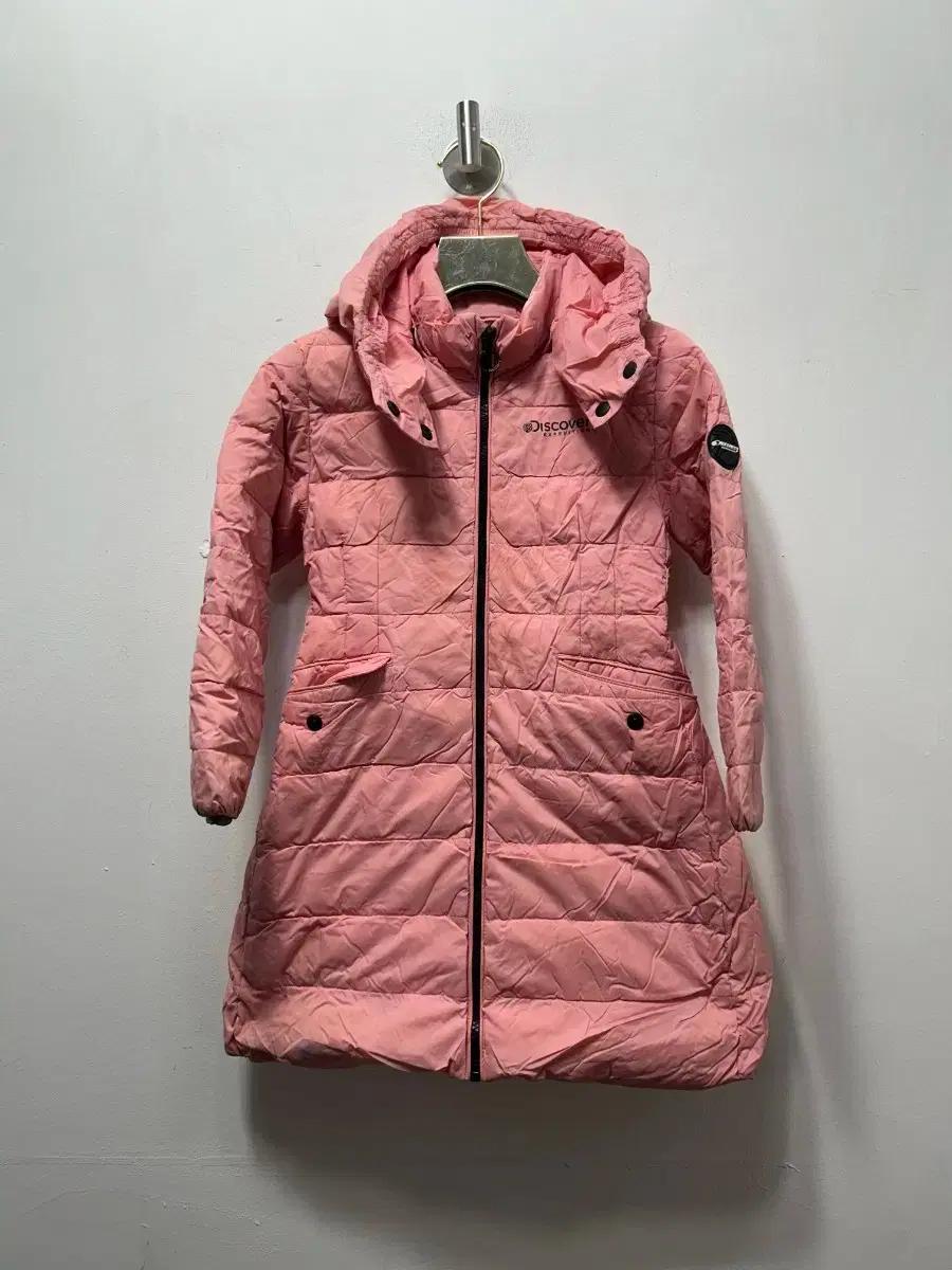 디스커버리 핑크 롱 패딩 코트 키즈 120사이즈