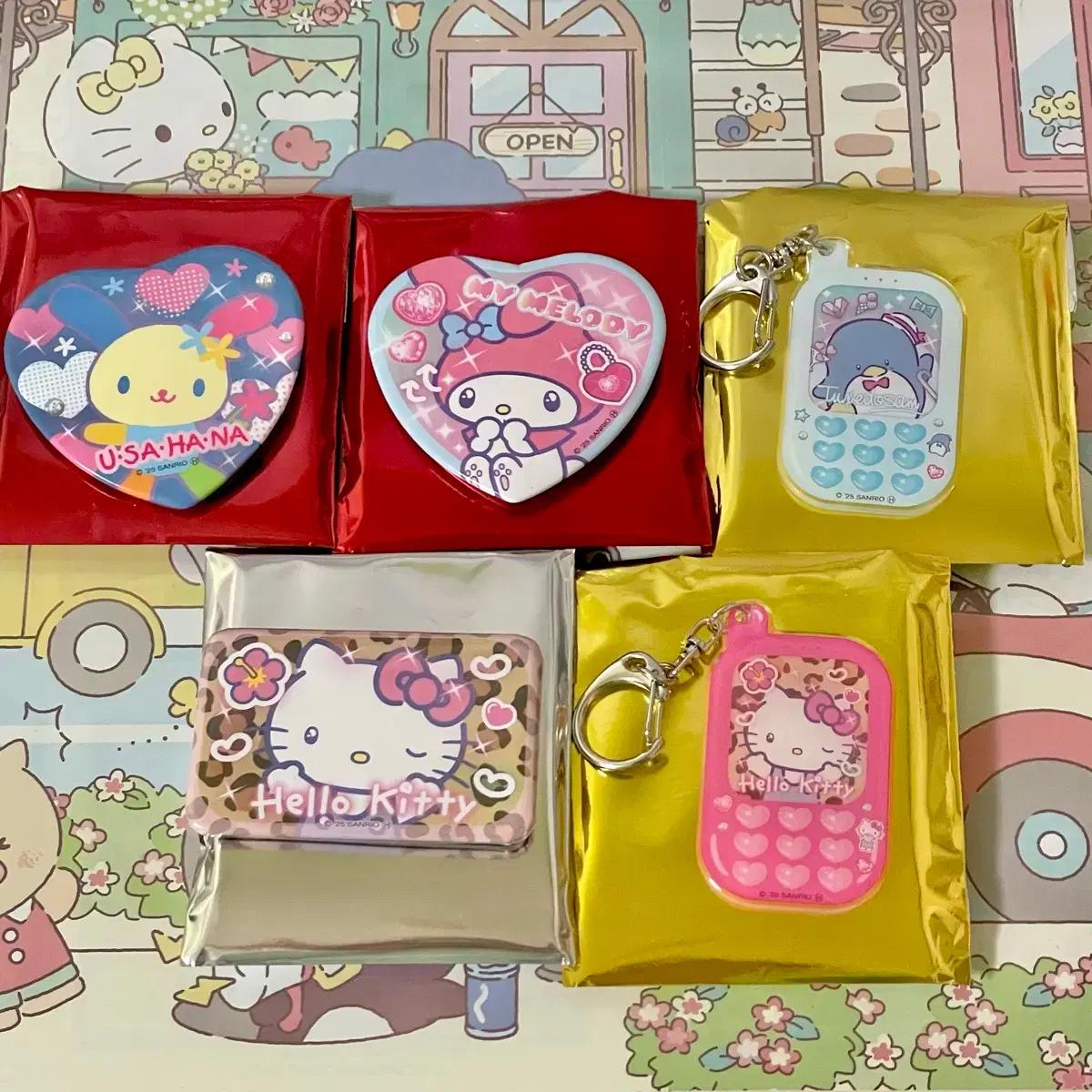 산리오 심쿵 메모리즈 키링&캔뱃지 키티 우사하나