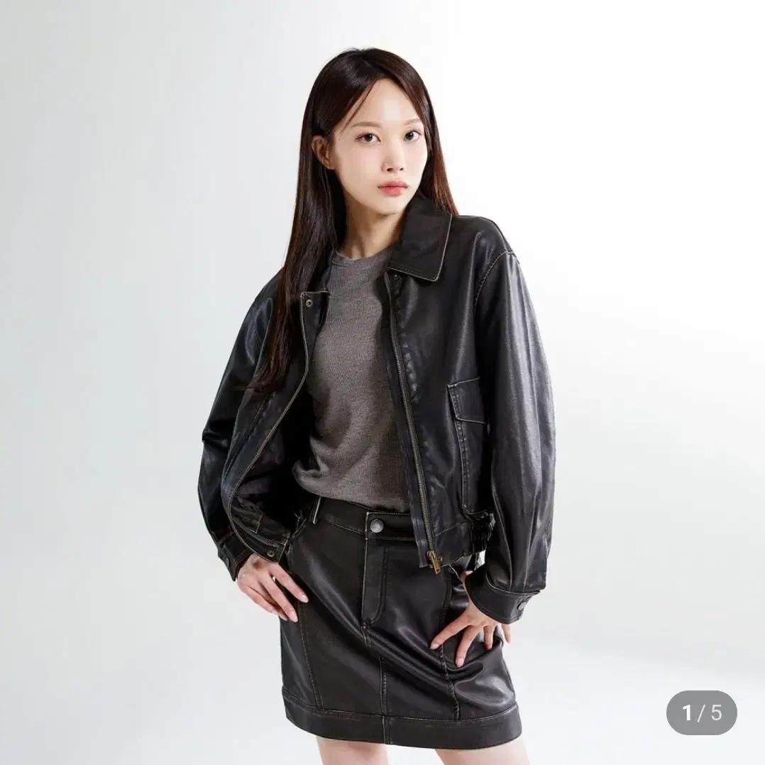 스파오 레더자켓 브라운L