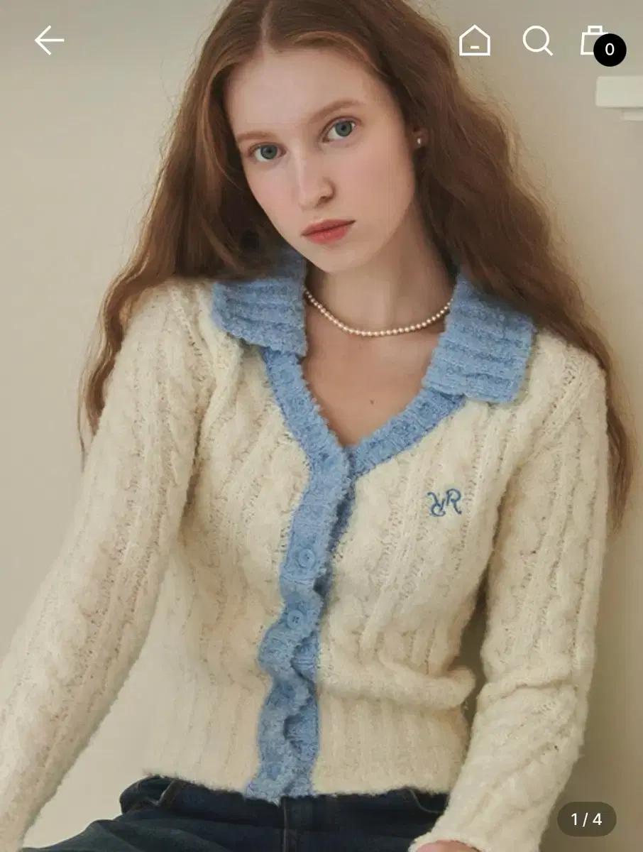 론론 알파카 니트 가디건/ 칼라 케이블 가디건