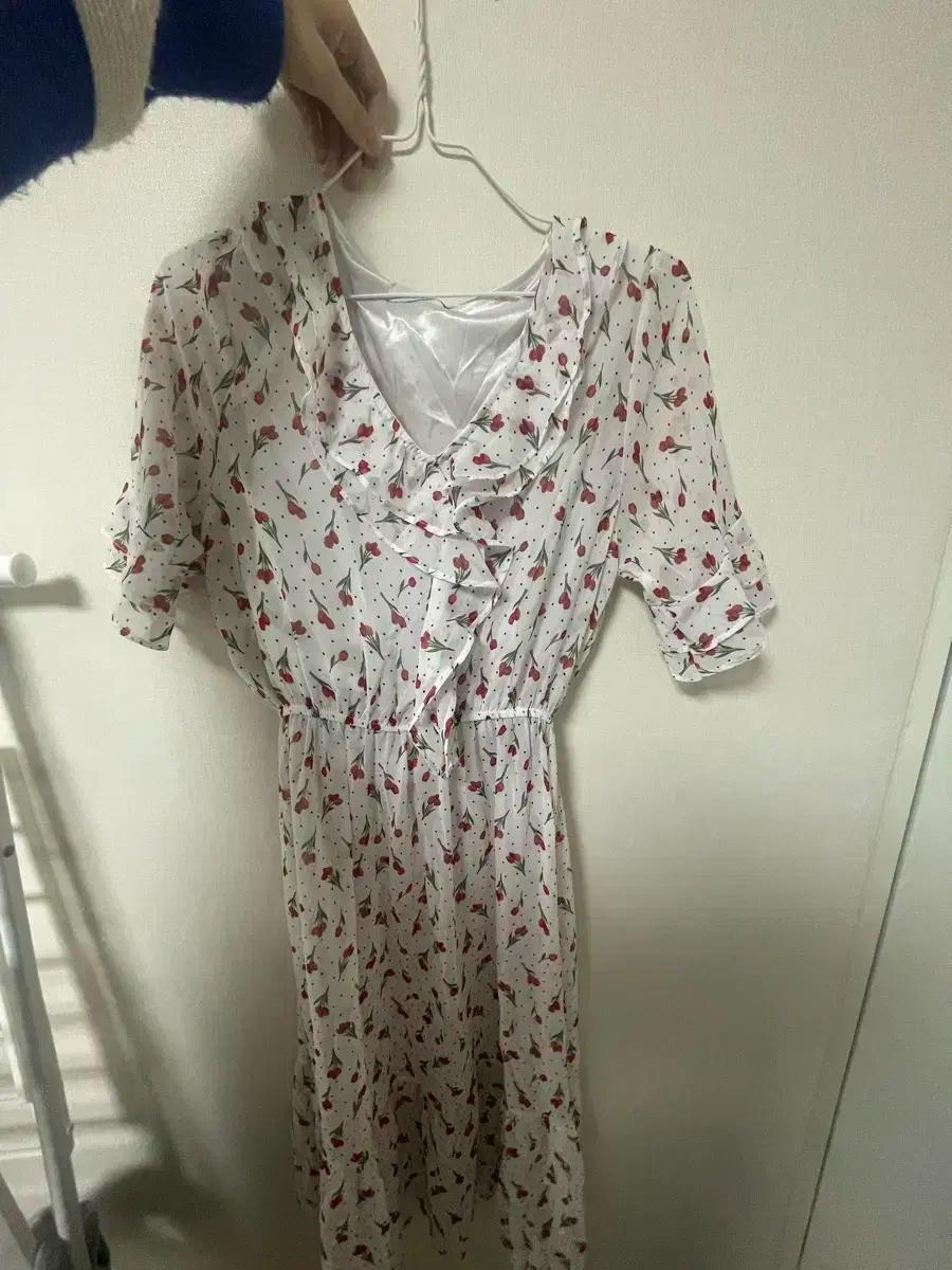 플라워 패턴 쉬폰 미니 원피스