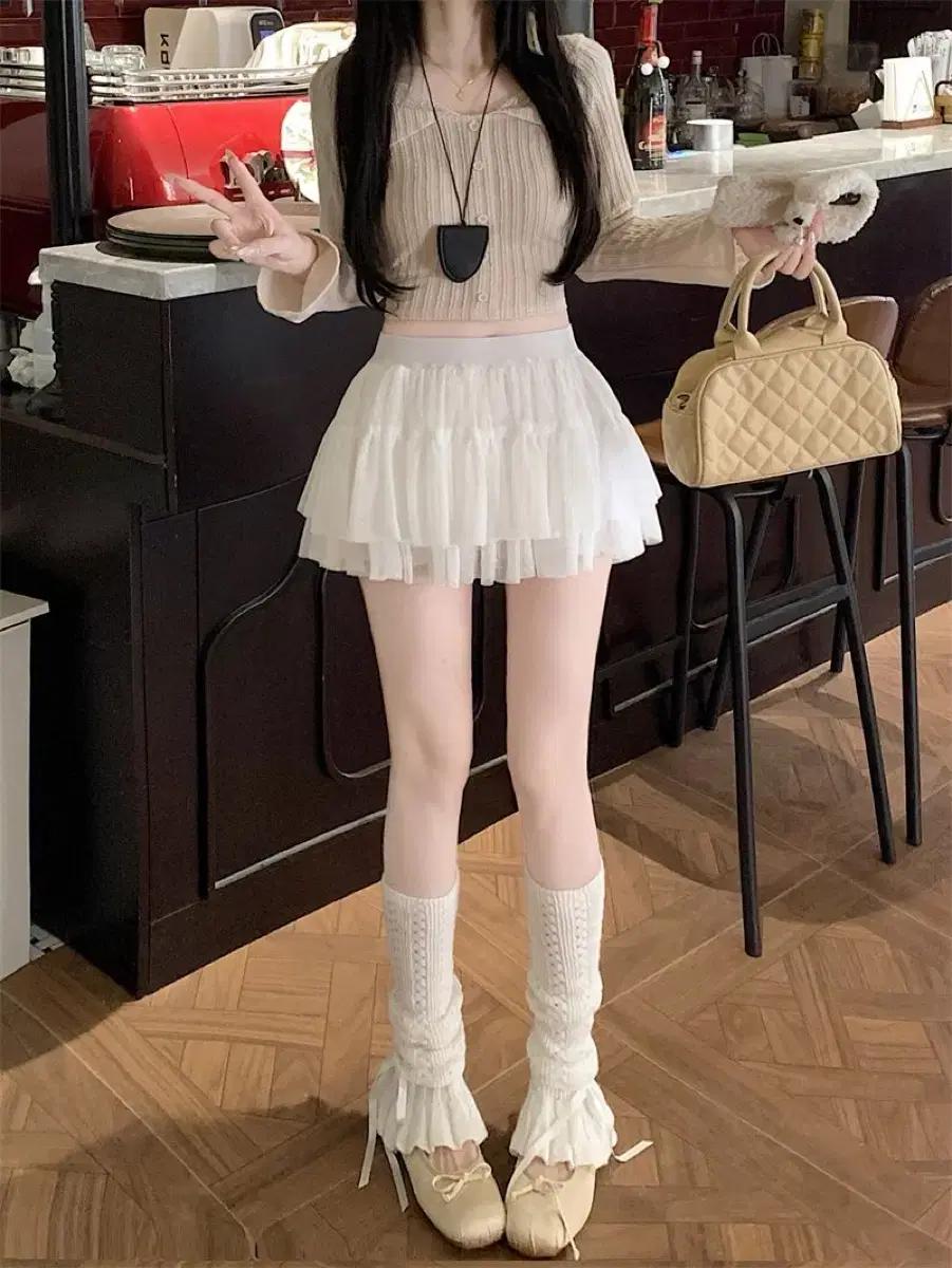 [새상품] 쉬폰 프릴 캉캉 허리밴딩 미니스커트 화이트/핑크/블랙