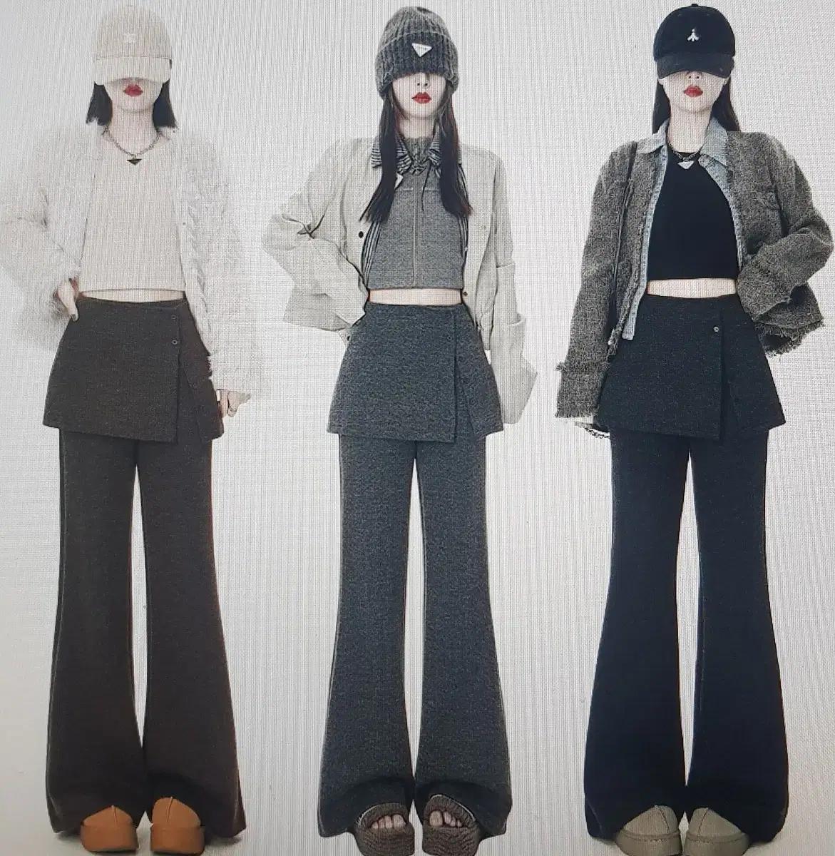 (해외배송)가을 겨울  붙어있는 니트 치마바지