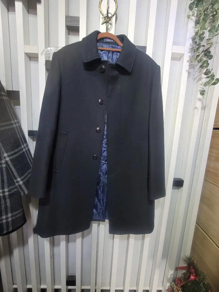 남자코트 Garcia 남성 블랙 울 코트 100