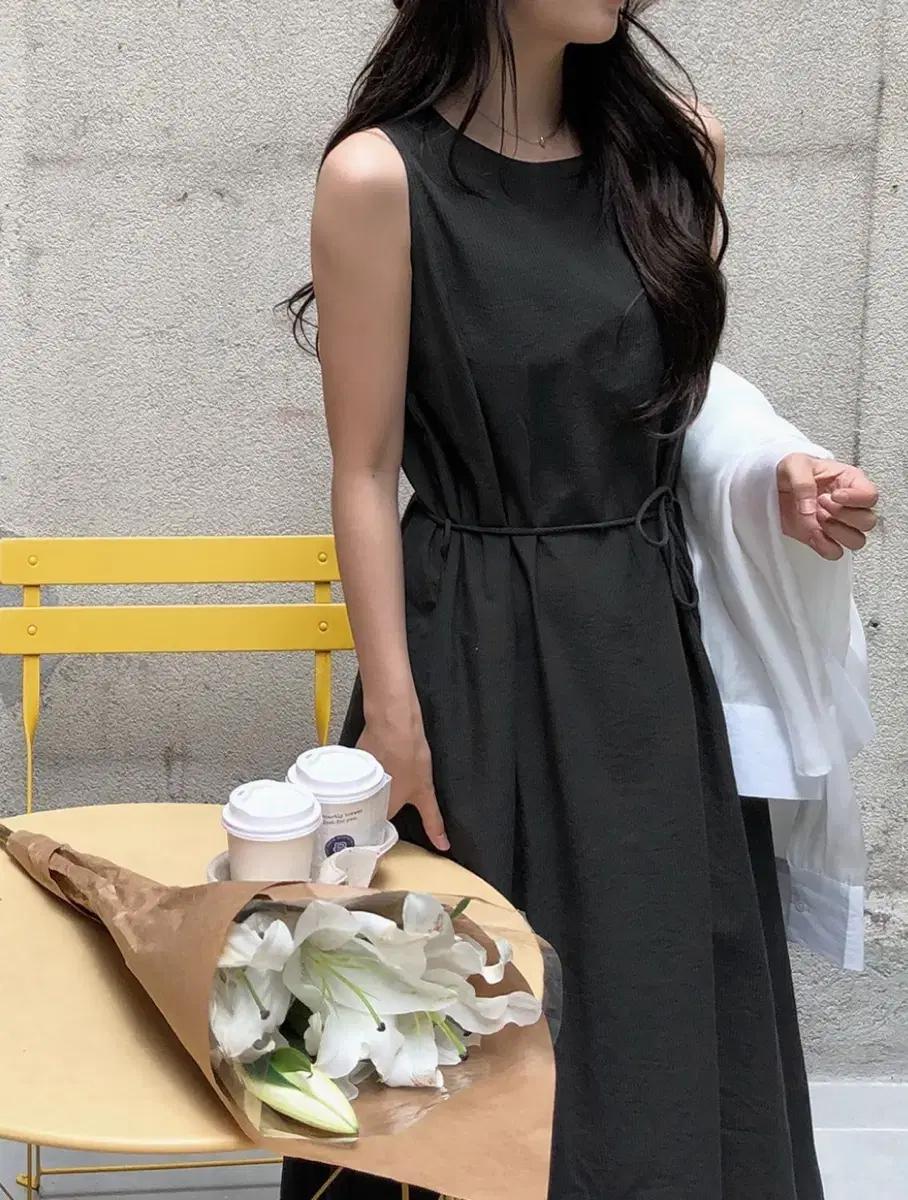 슬로우앤드 레브 결스트라이프 롱원피스 차콜네이비