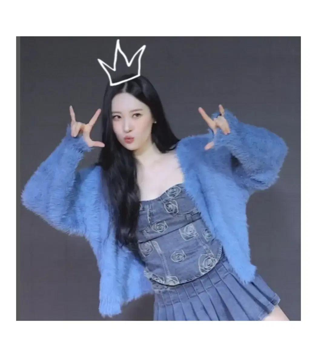 헤더먼트 테디 퍼 가디건 로얄블루