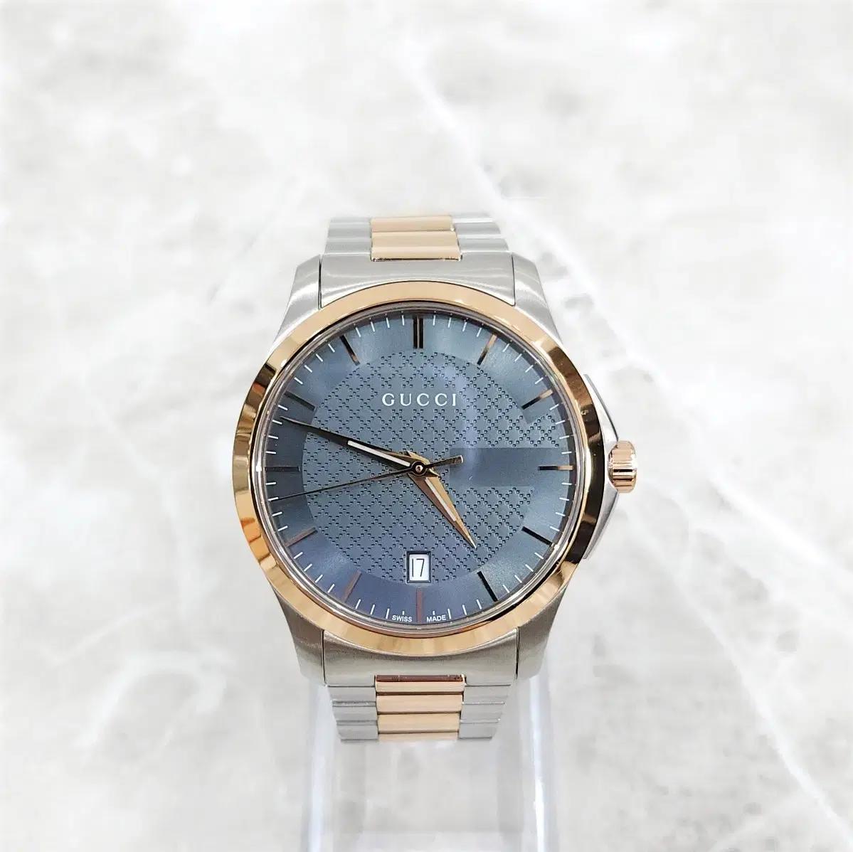 구찌 검판 메탈 콤비 시계 38mm YA126446