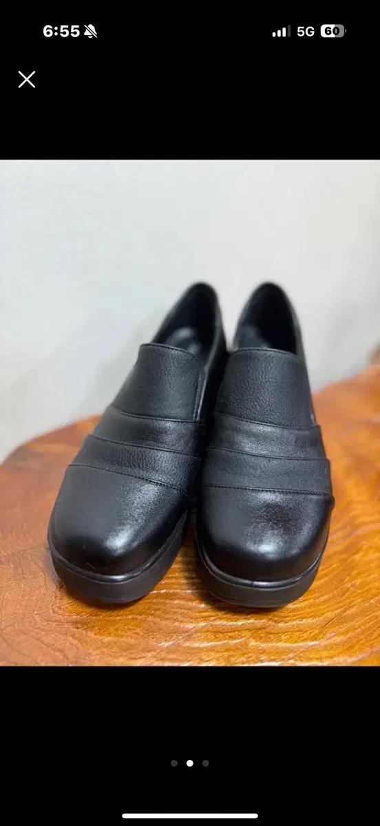 가죽 여성용 블랙 로퍼 단화