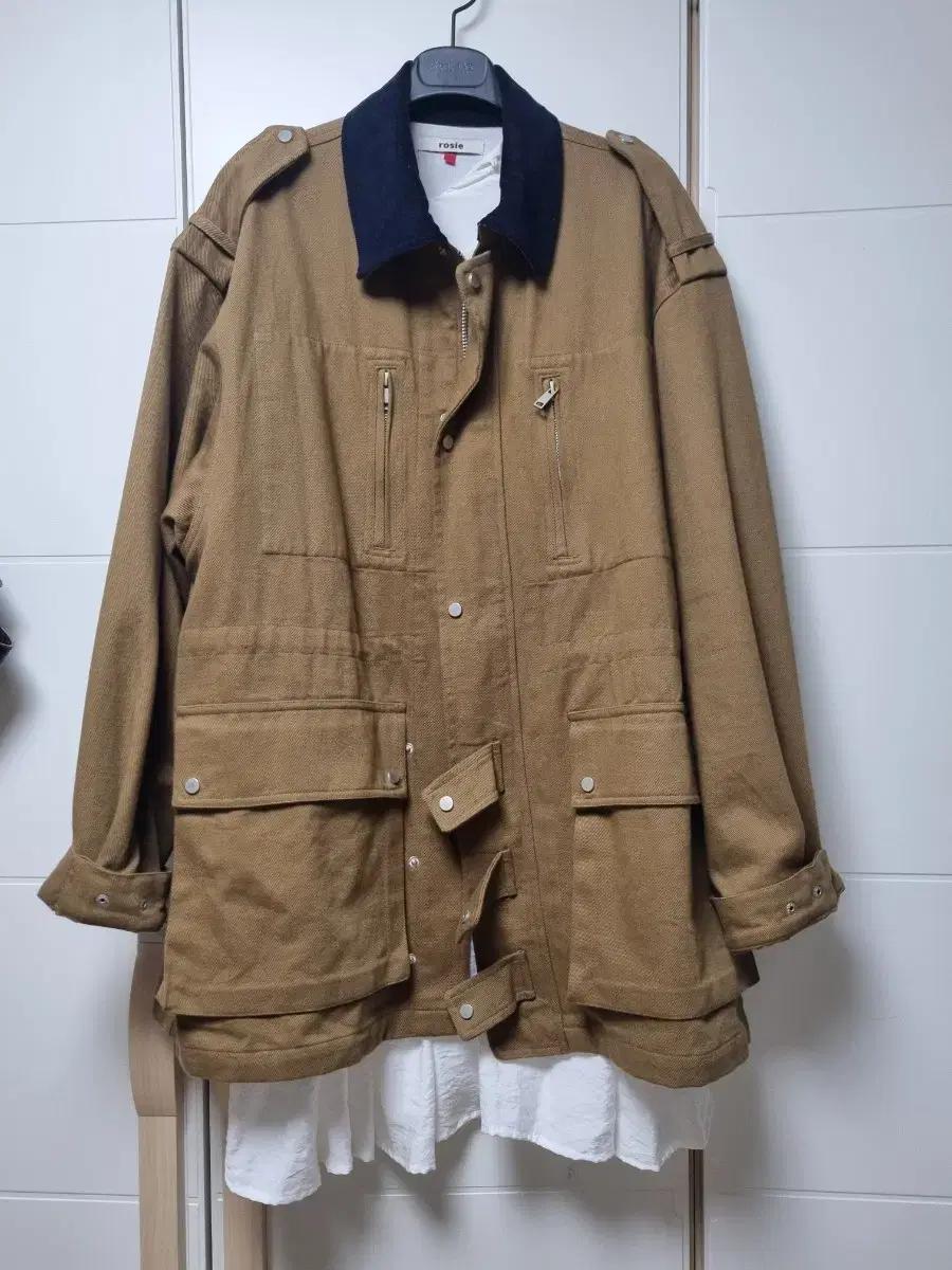 rosie 카키 브라운 면 자켓+원피스 세트