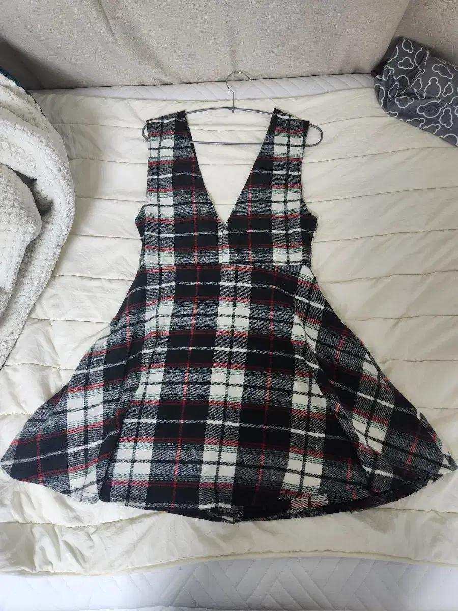 크리스마스 체크 플레어 미니 원피스