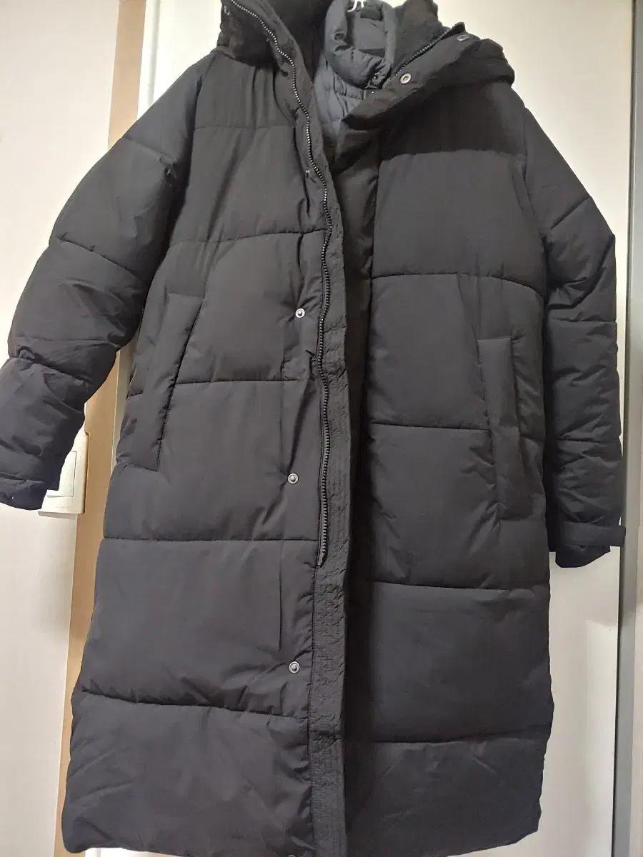 스파오 베이직 롱패딩 블랙