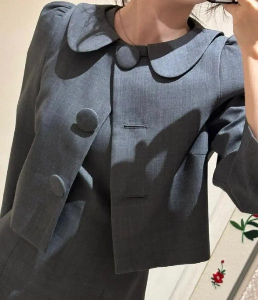 SHUSHU/TONG 크롭 그레인 드 푸드 재킷(XS)