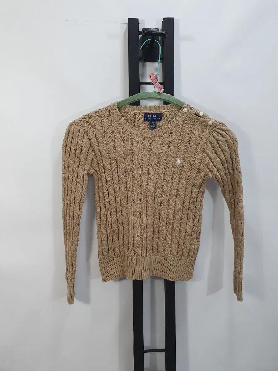 폴로 랄프로렌 키즈 꽈베기 니트 케이블 코튼 스웨터 베이지 6x