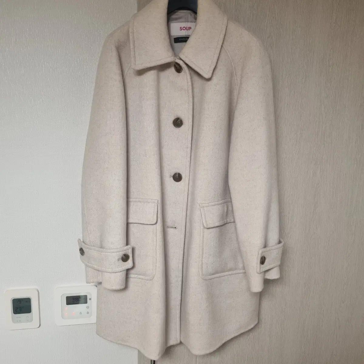 숲 여성용 울 블렌드 핸드 메이드 아웃포켓 롱 코트 SZAHC30