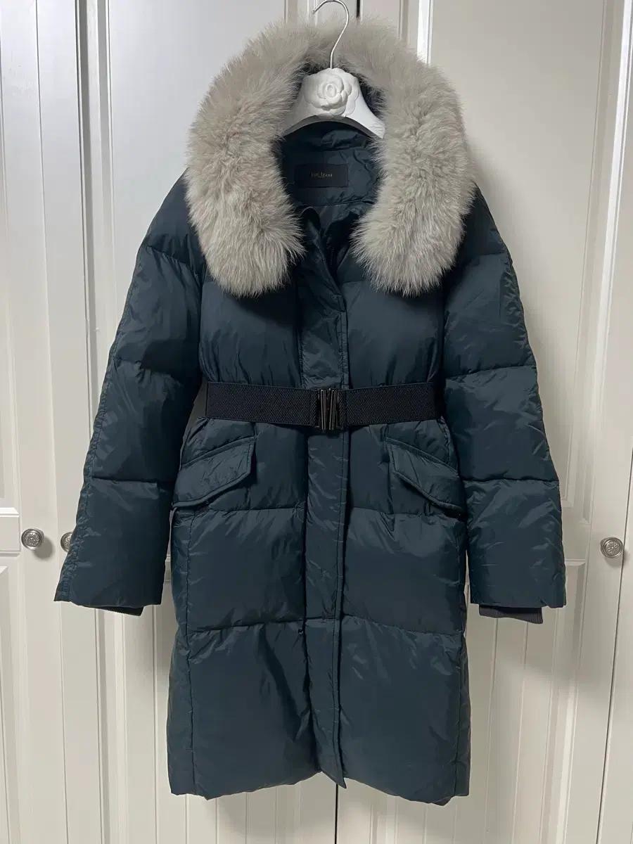 정품 더아이잣  천연사가폭스퍼후드 가벼운 구스다운 롱패딩