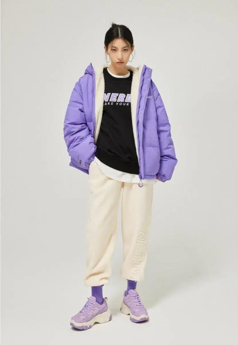 [정품] 널디 보라 양털 양면 패딩 L