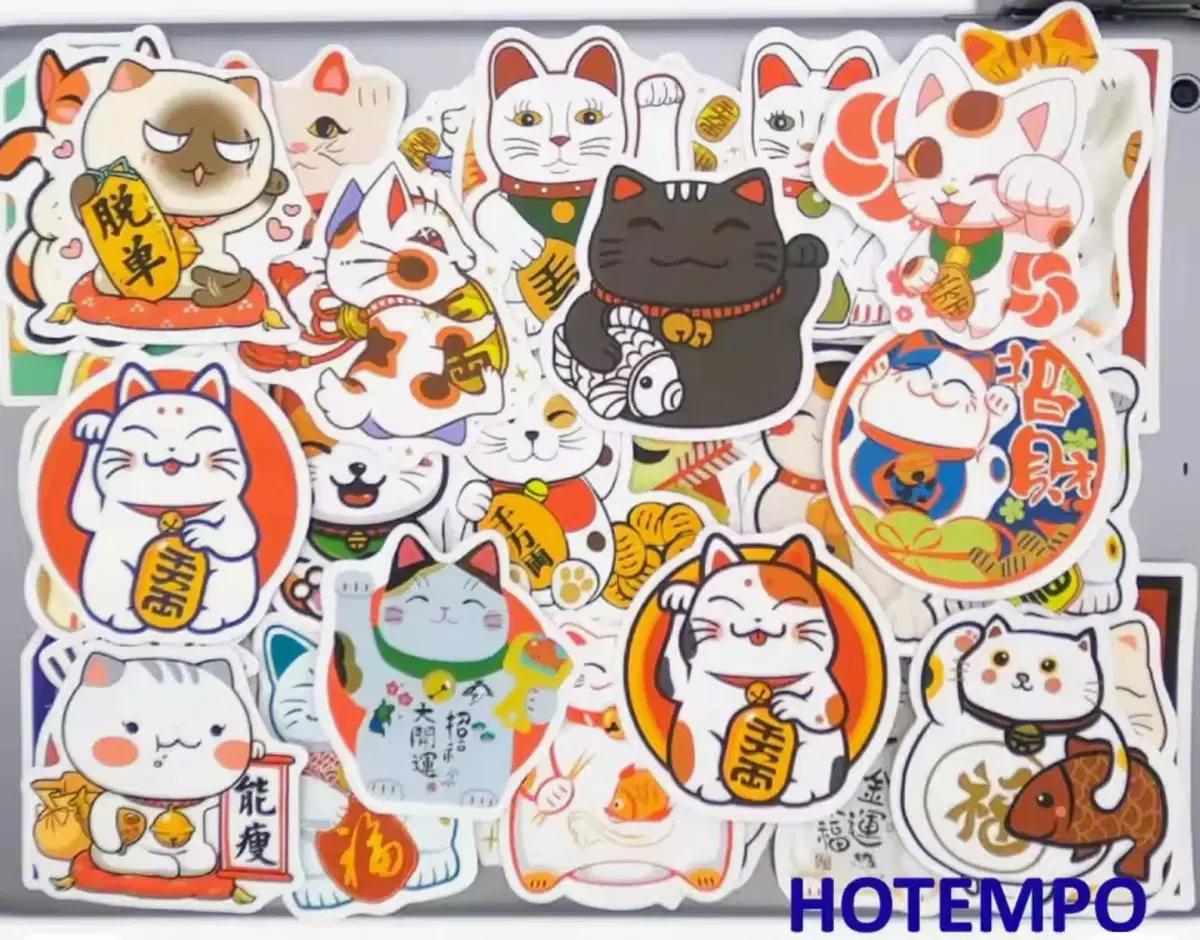 50장)행운고양이 마키네코 리무버블 스티커 / 노트북 캐리어 일본 여행