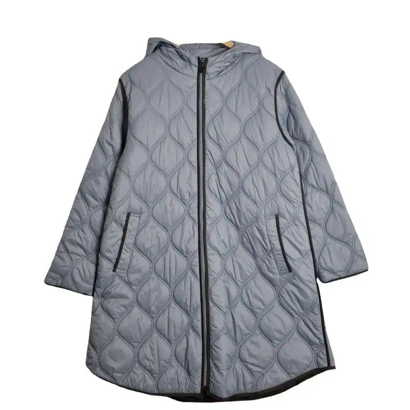 GLISERN 여성용 퀄팅 롱 점퍼 / 퀼팅 후드 코트 [M] 퀄팅 후드