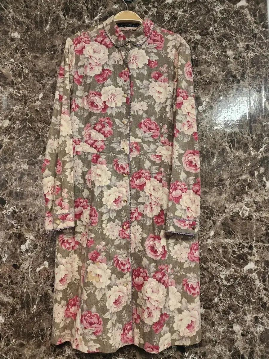 빈티지 플라워 롱 원피스 꽃무늬55