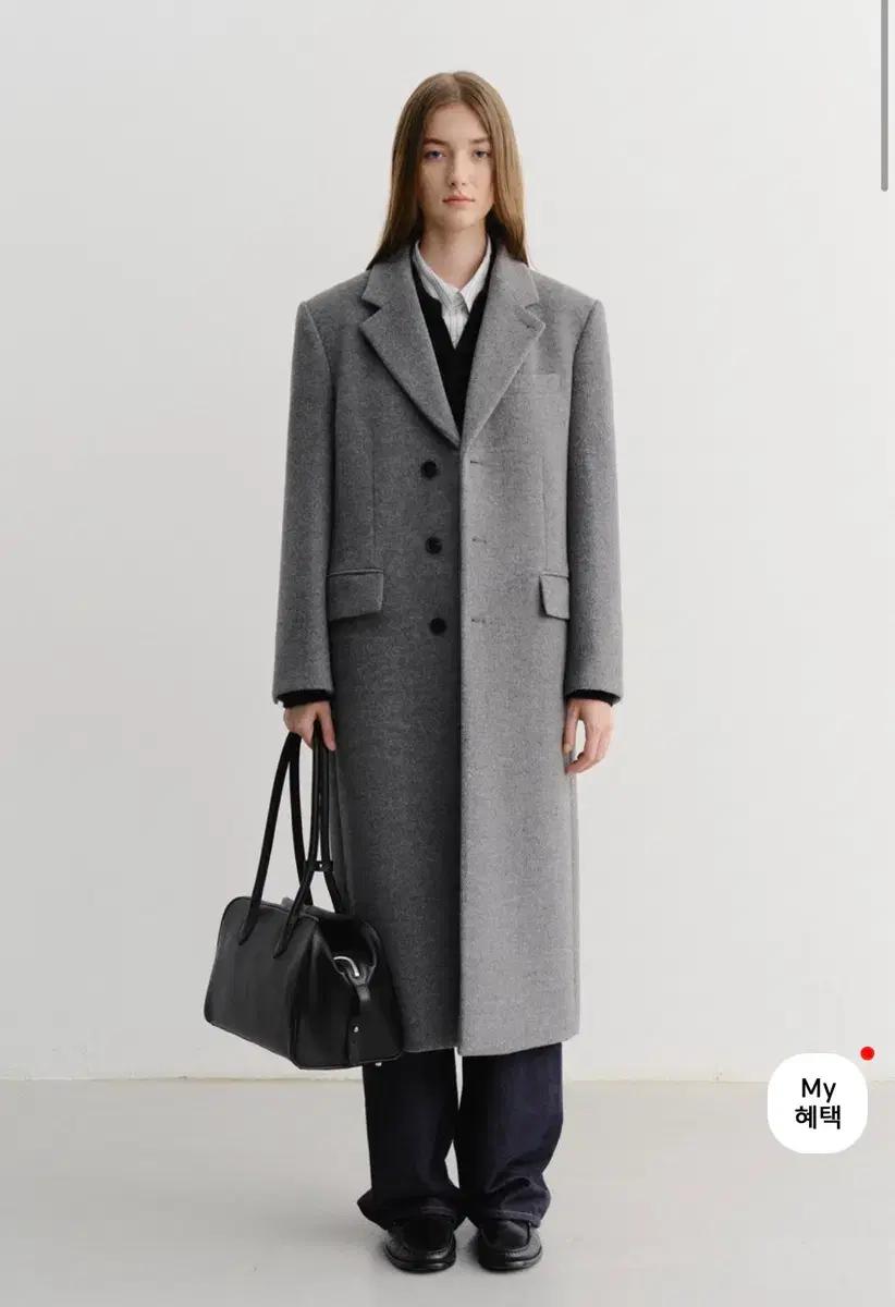 던스트-싱글 캐시미어 코트 (S사이즈, 멜란지그레이)
