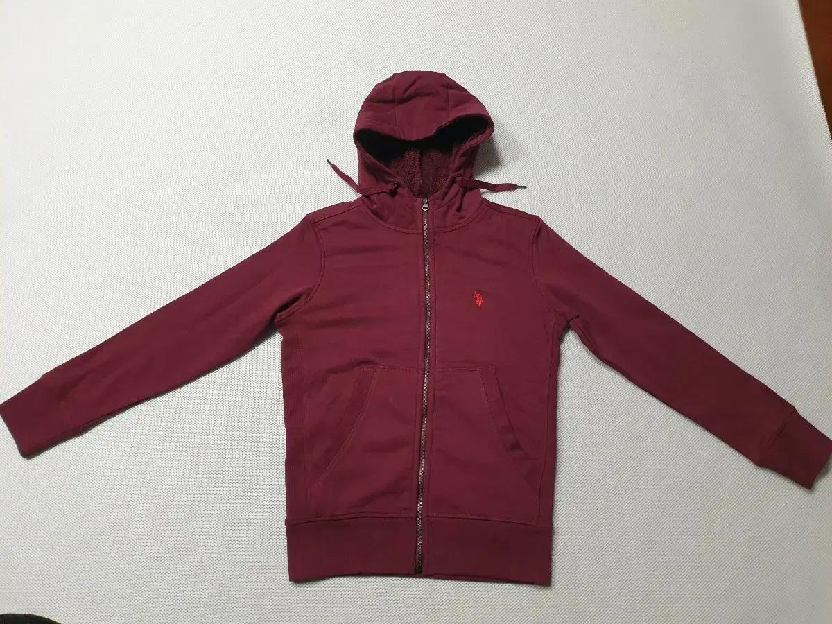 U.S.폴로 안감털 후드집업 버건디 66 여성90