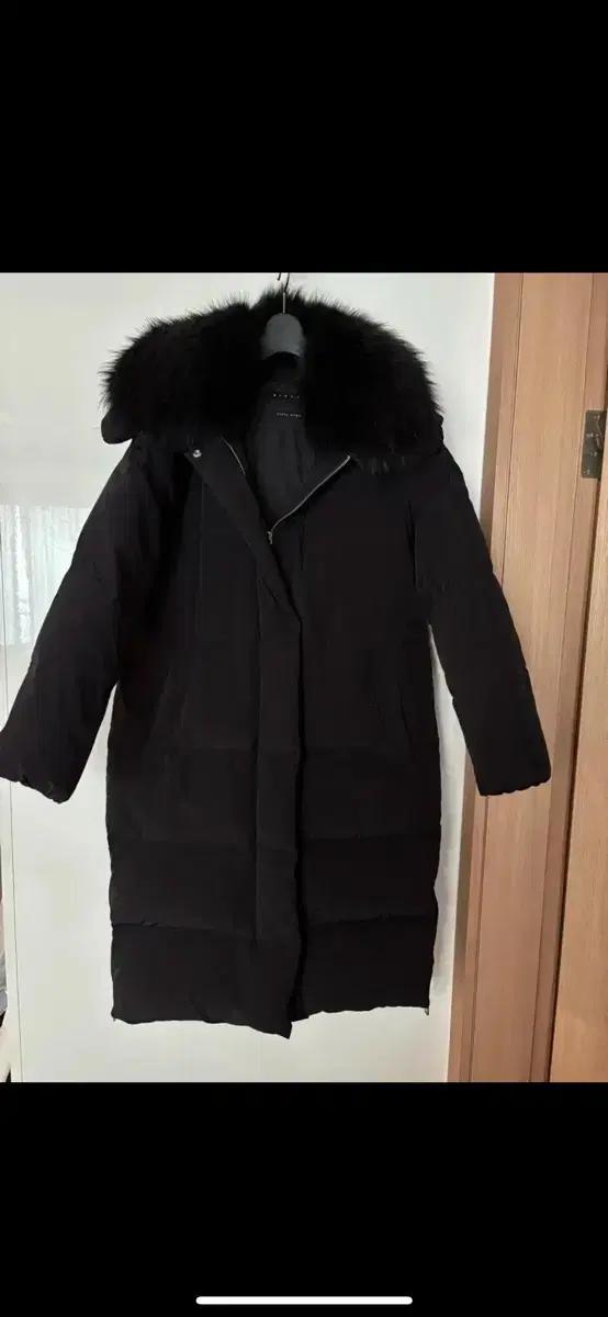 시슬리 왕폭스 정가108만원 구스 다운 블랙 롱 패딩 점퍼 코트 출근룩