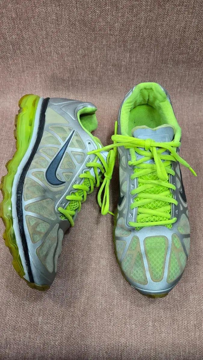 나이키275mm-  에어 맥스 멘스 45 메탈릭 실버 네온 볼트 그린