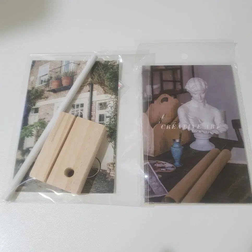 인테리어 포스터 엽서 + 우드 꽂이 세트 (우드엽서꽂이+엽서9장+스티커)