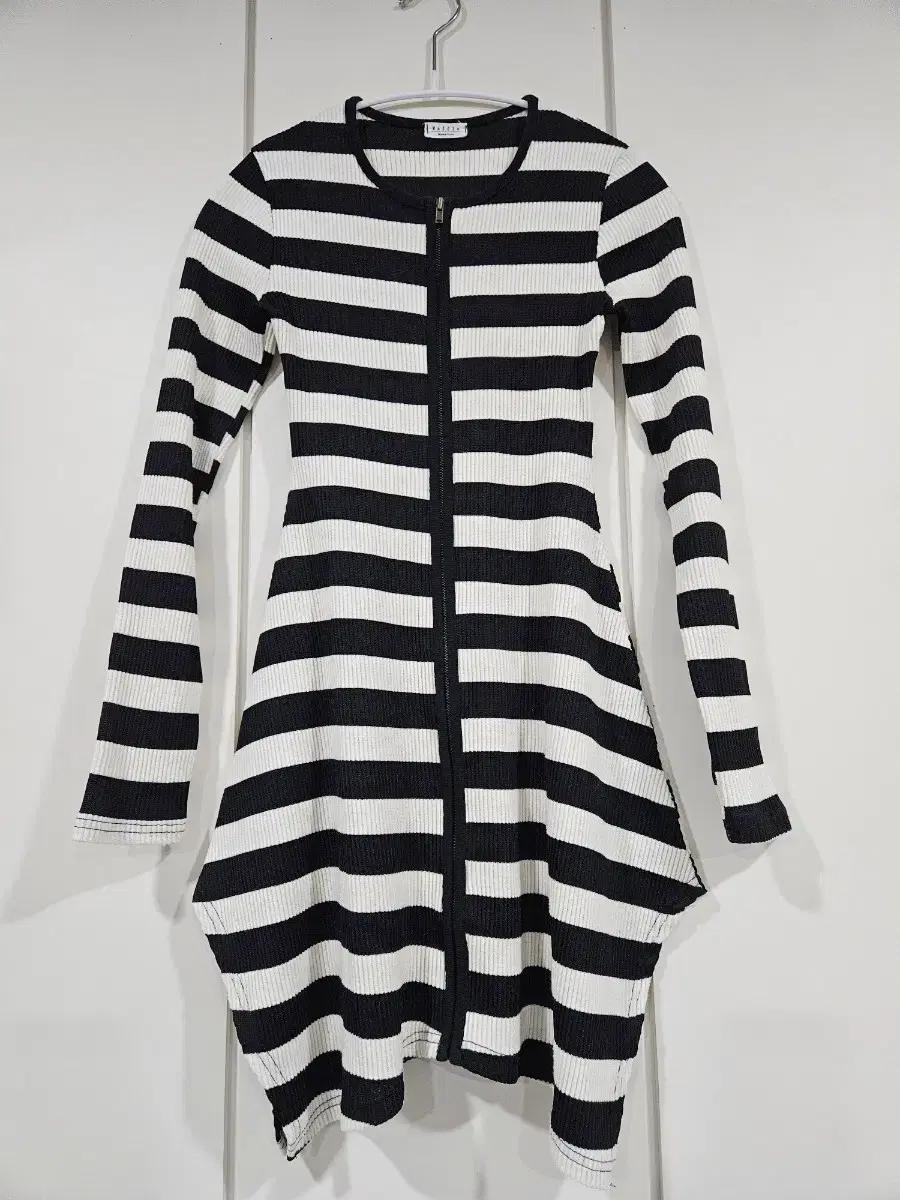 스트라이프 롱 가디건 원피스