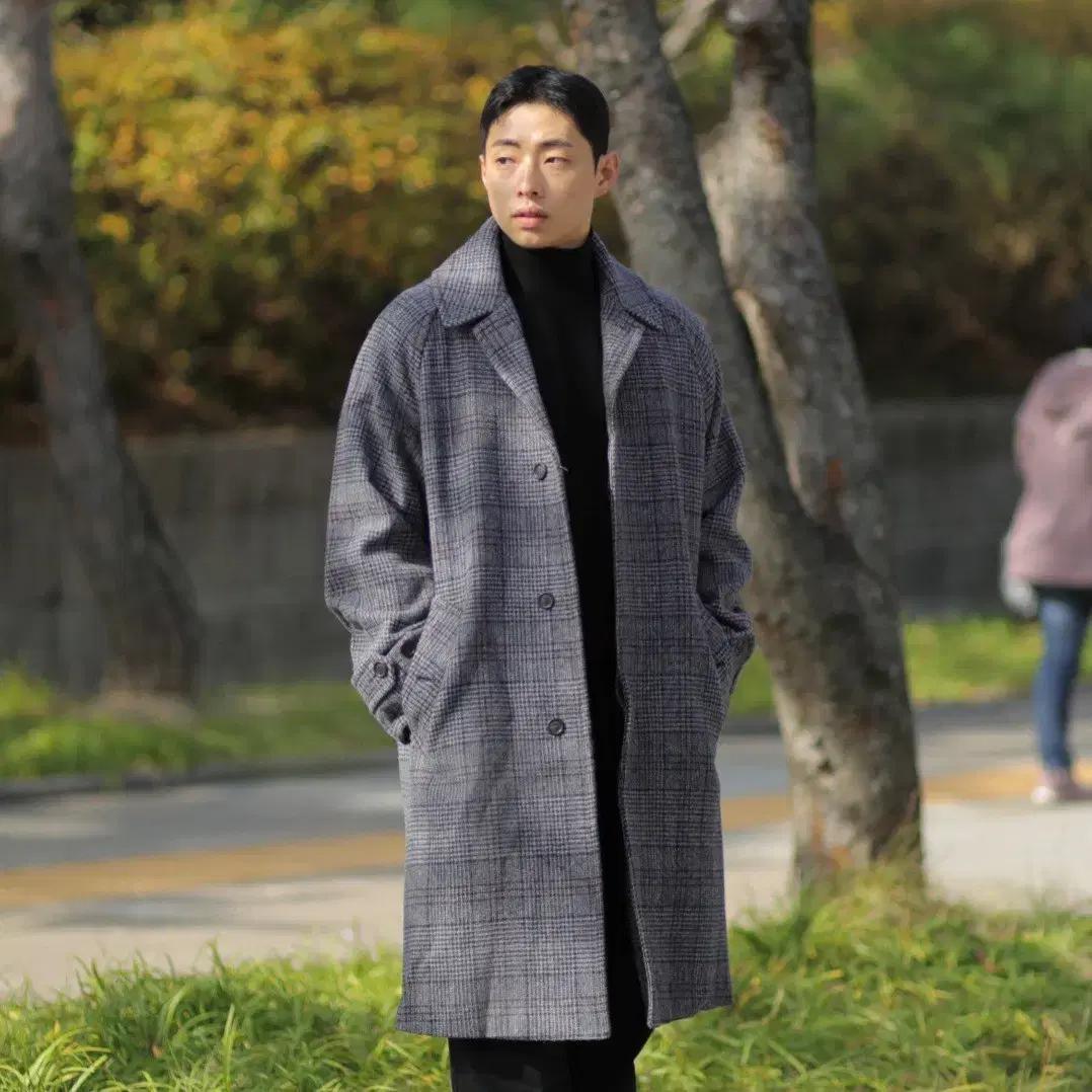 피노마레 글렌체크 발마칸 코트 L