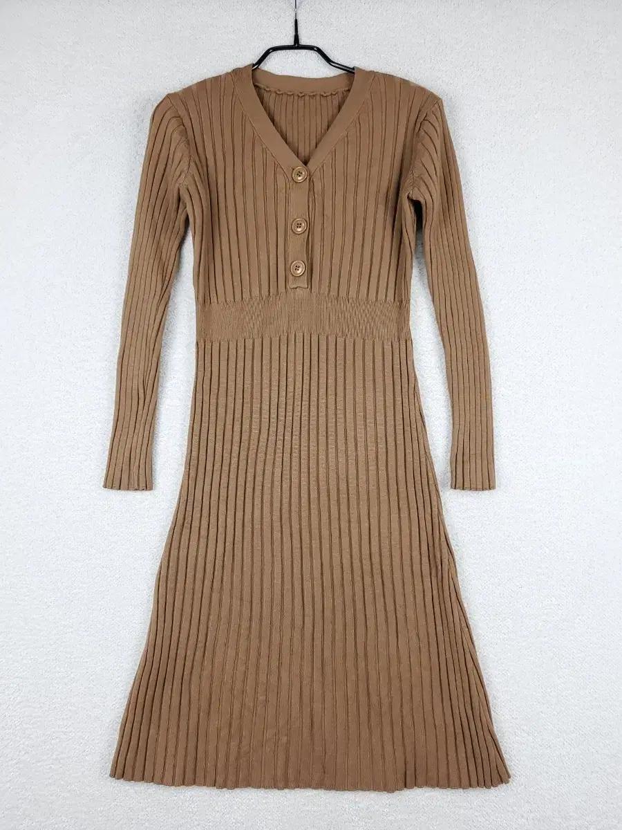 여성 브라운 골지 니트 롱 원피스(F)