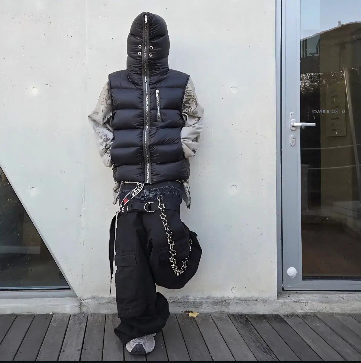 릭오웬스 김프 베스트 구스 다운 패딩 조끼 후드 자켓 블랙 봄버 집업