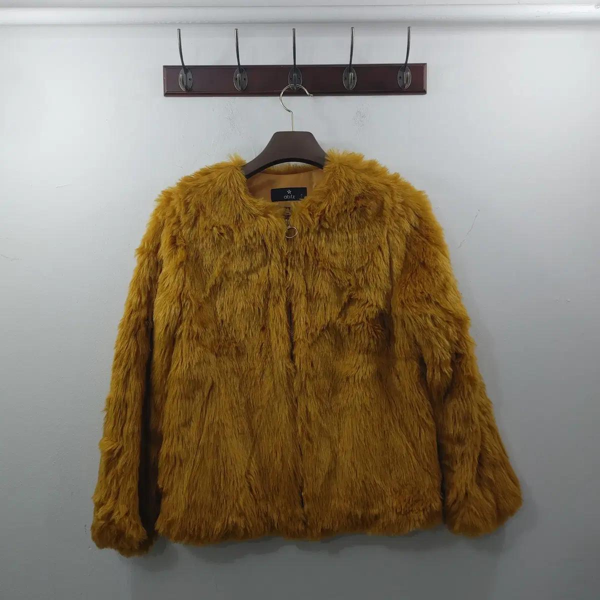 추천 M AD F.Z 여성 겨울 퍼 자켓 겨자색 기모 코트