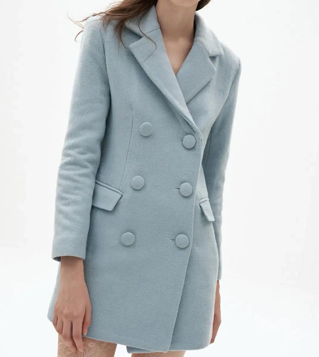오드원아웃 더블 버튼 코트 자켓 원피스 블루