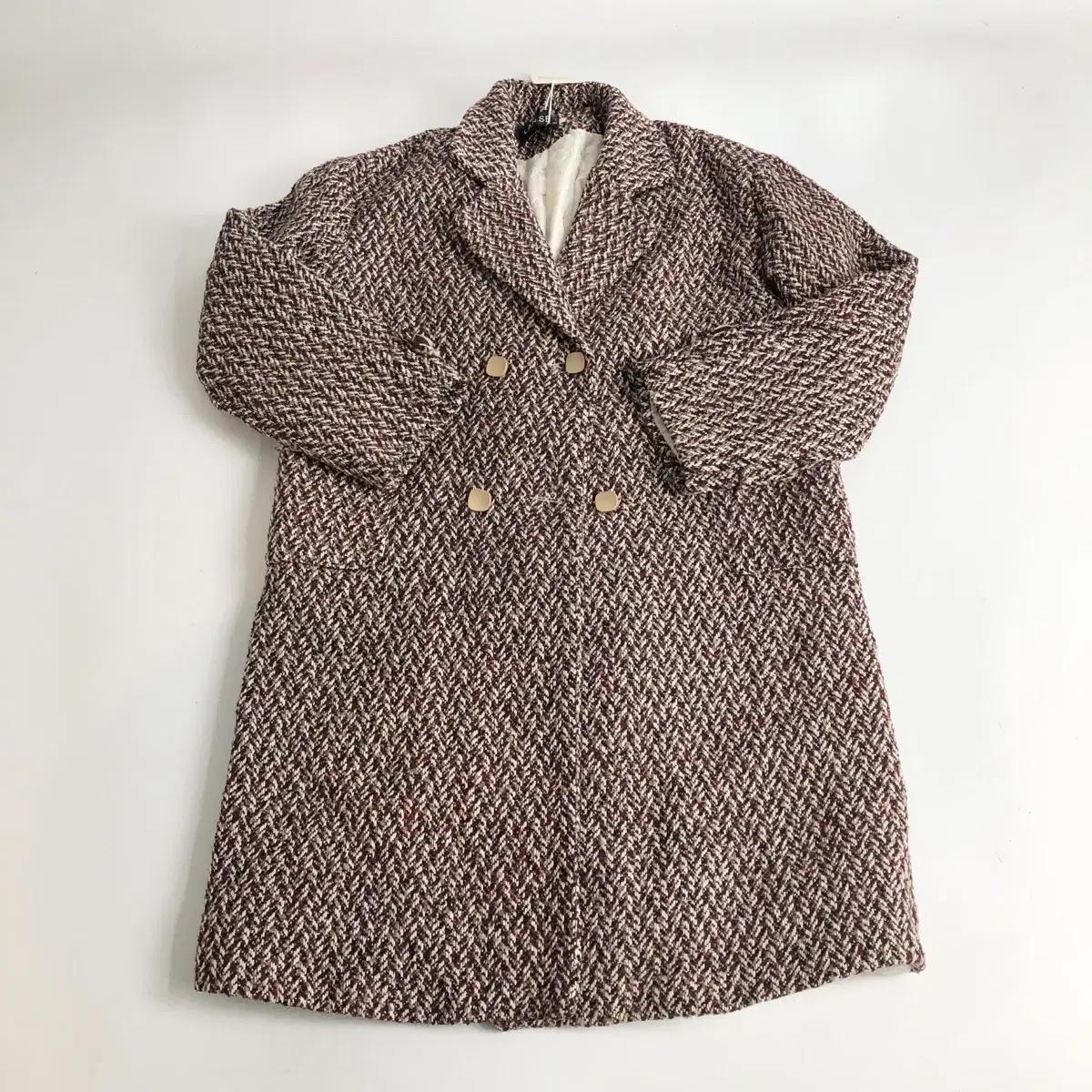 LA Classy 트위드 더블 버튼 코트