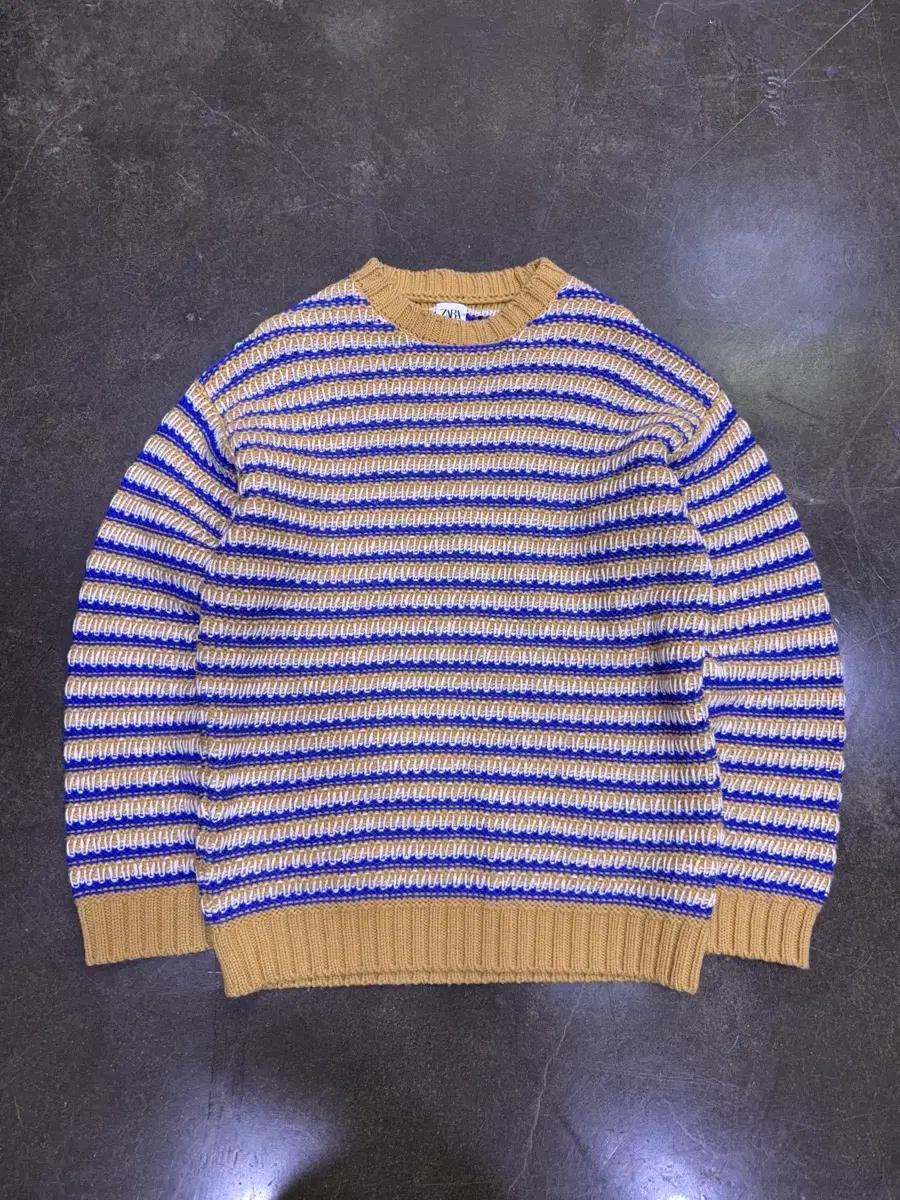 자라 컬러 배색 케이블 니트 스웨터 L