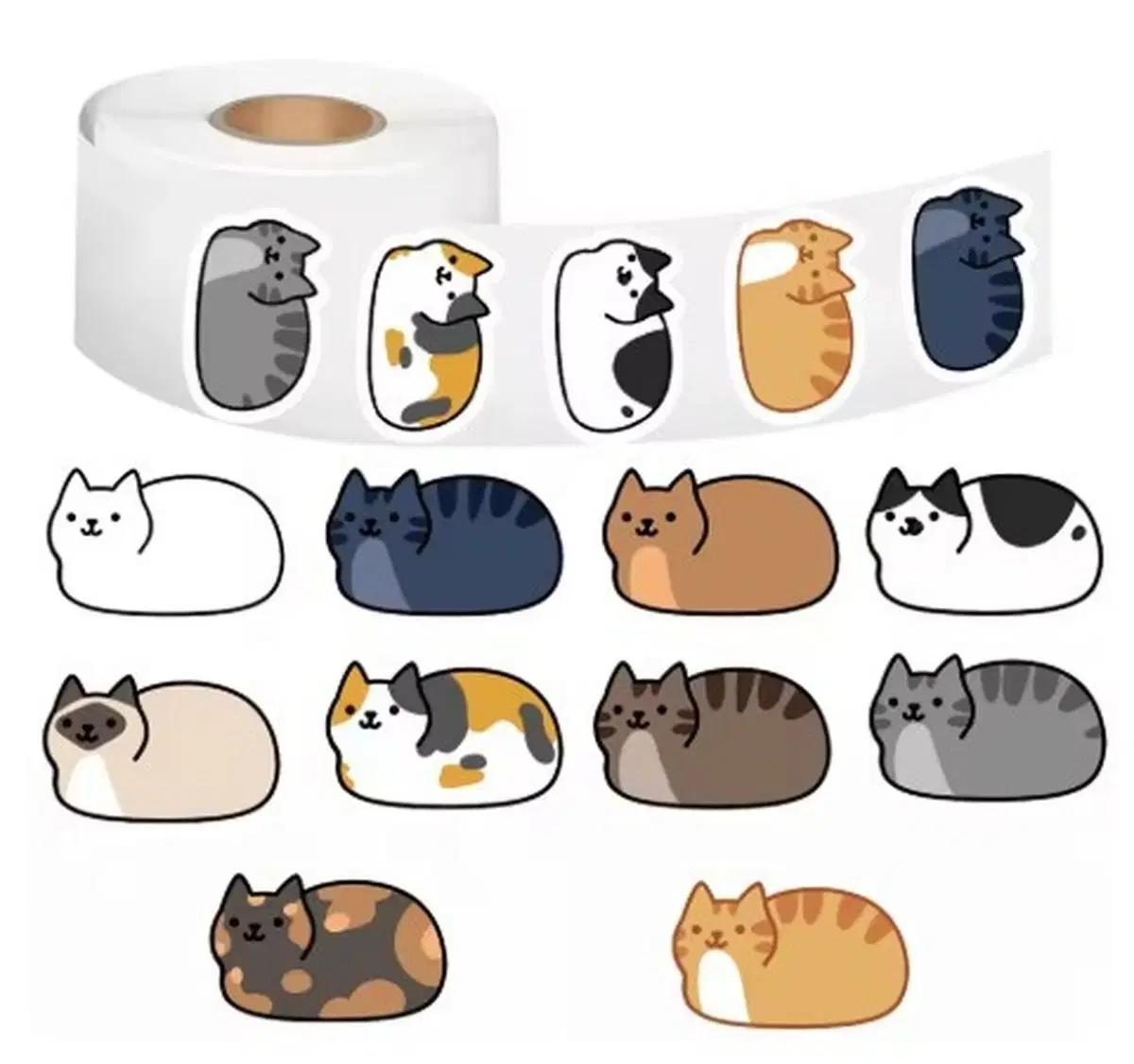 [스티커] 귀여운 고양이 캐릭터 스티커 500개 (새제품)