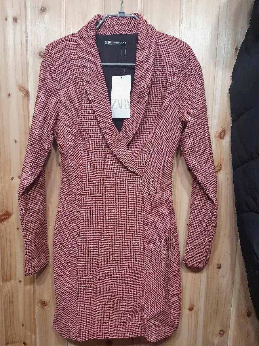 자라 깅엄체크 롱슬리브 미니 원피스 L 새상품