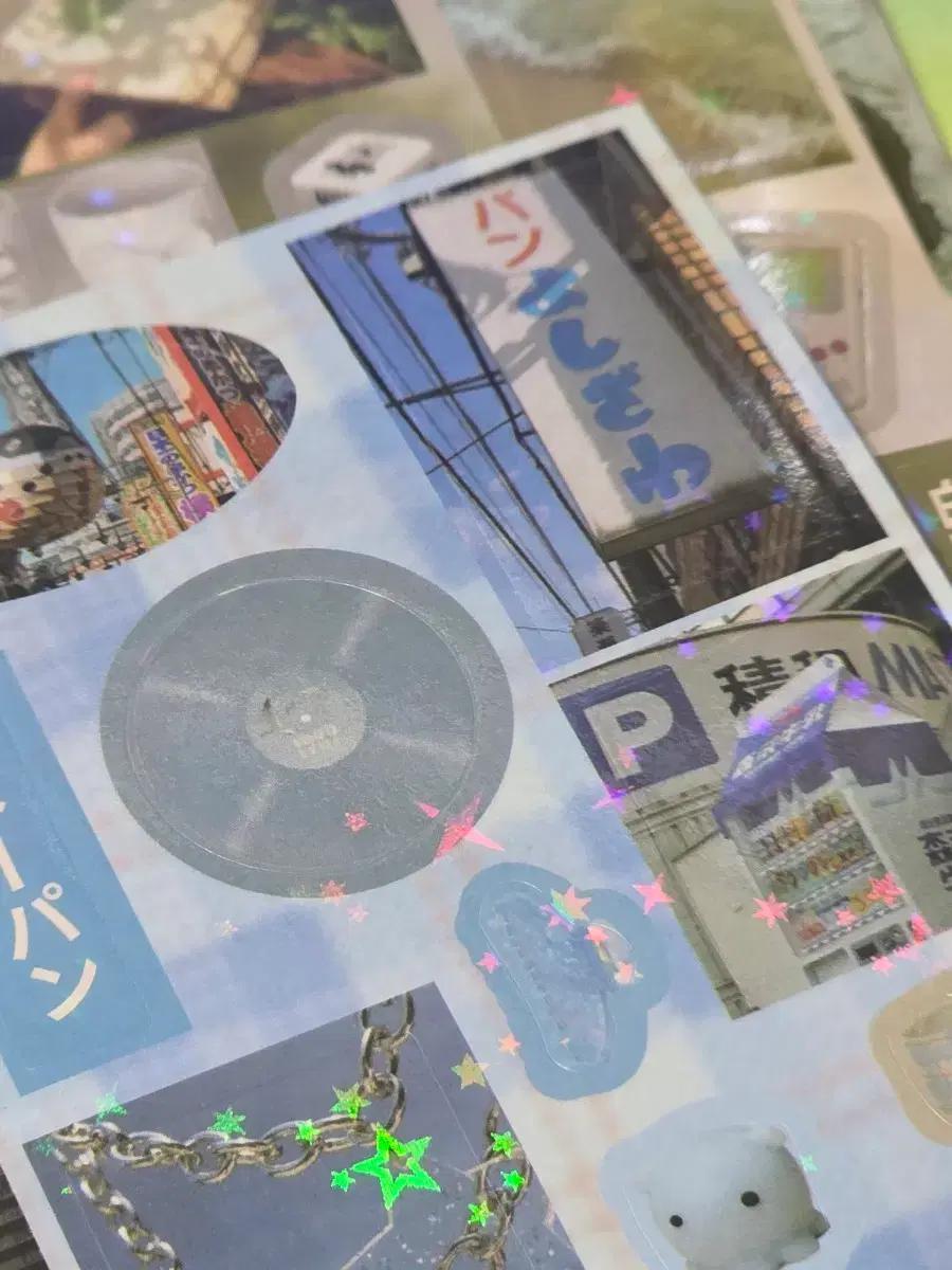 일본 여름 감성 라무네 간판 그린 레트로 풍경 y2k 다꾸 스티커