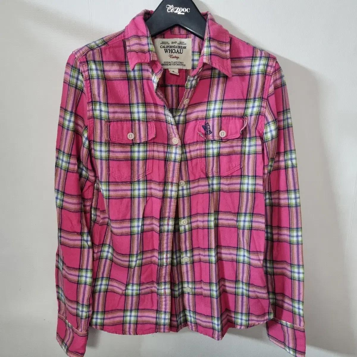 후아유 체크 긴팔남방 셔츠 S