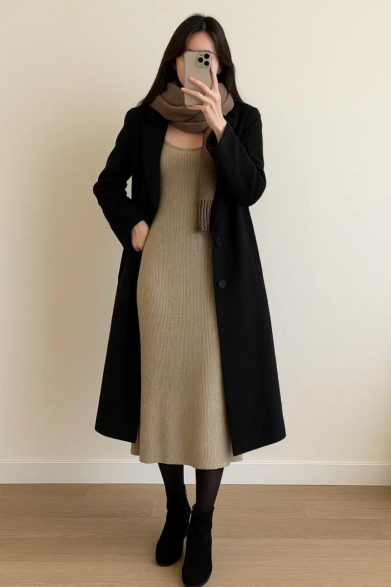 KIENA 키에나 슬림핏 골지 니트 롱원피스