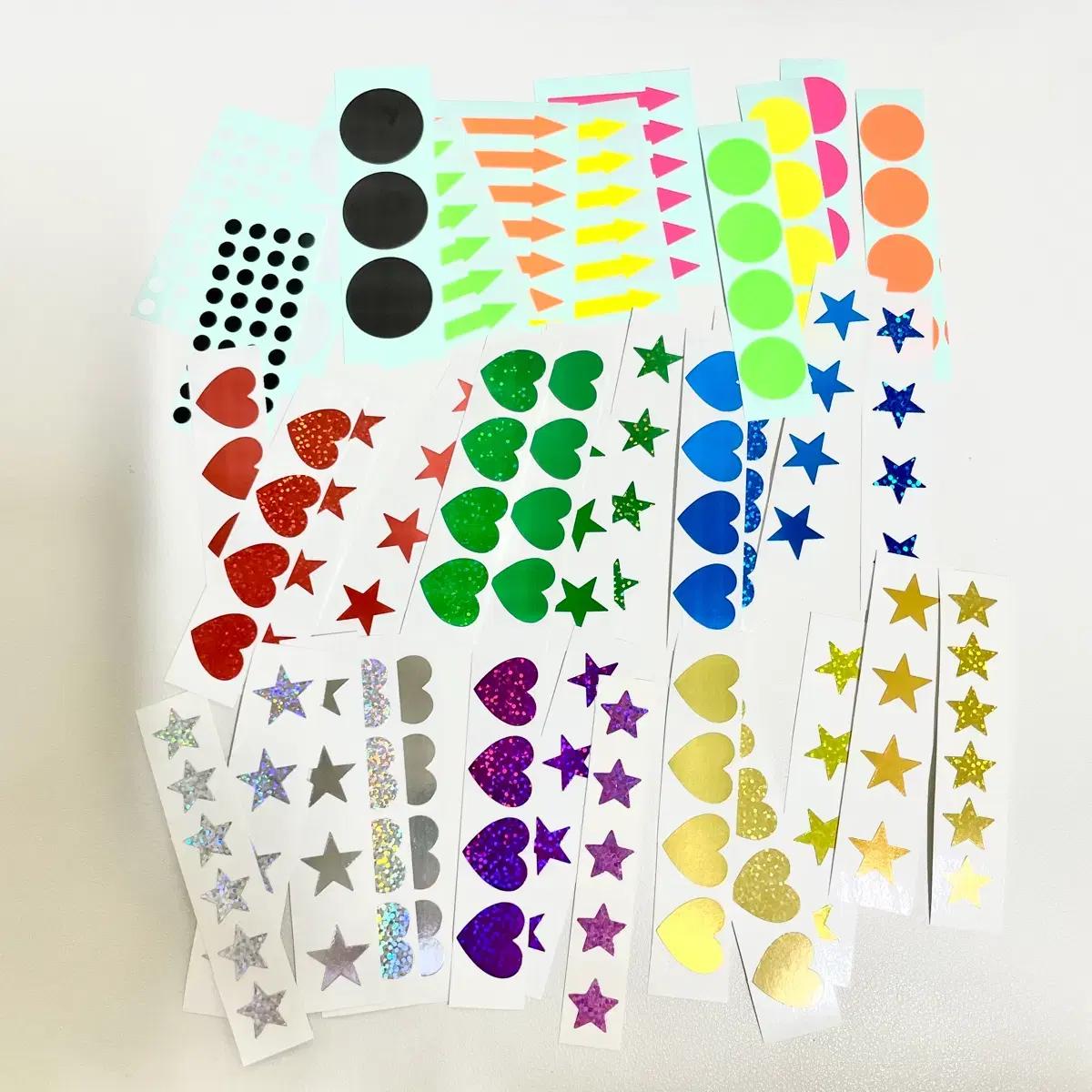 라벨 팩_7) 올인원 37줄 : 별 하트 원 화살표 견출지 스티커