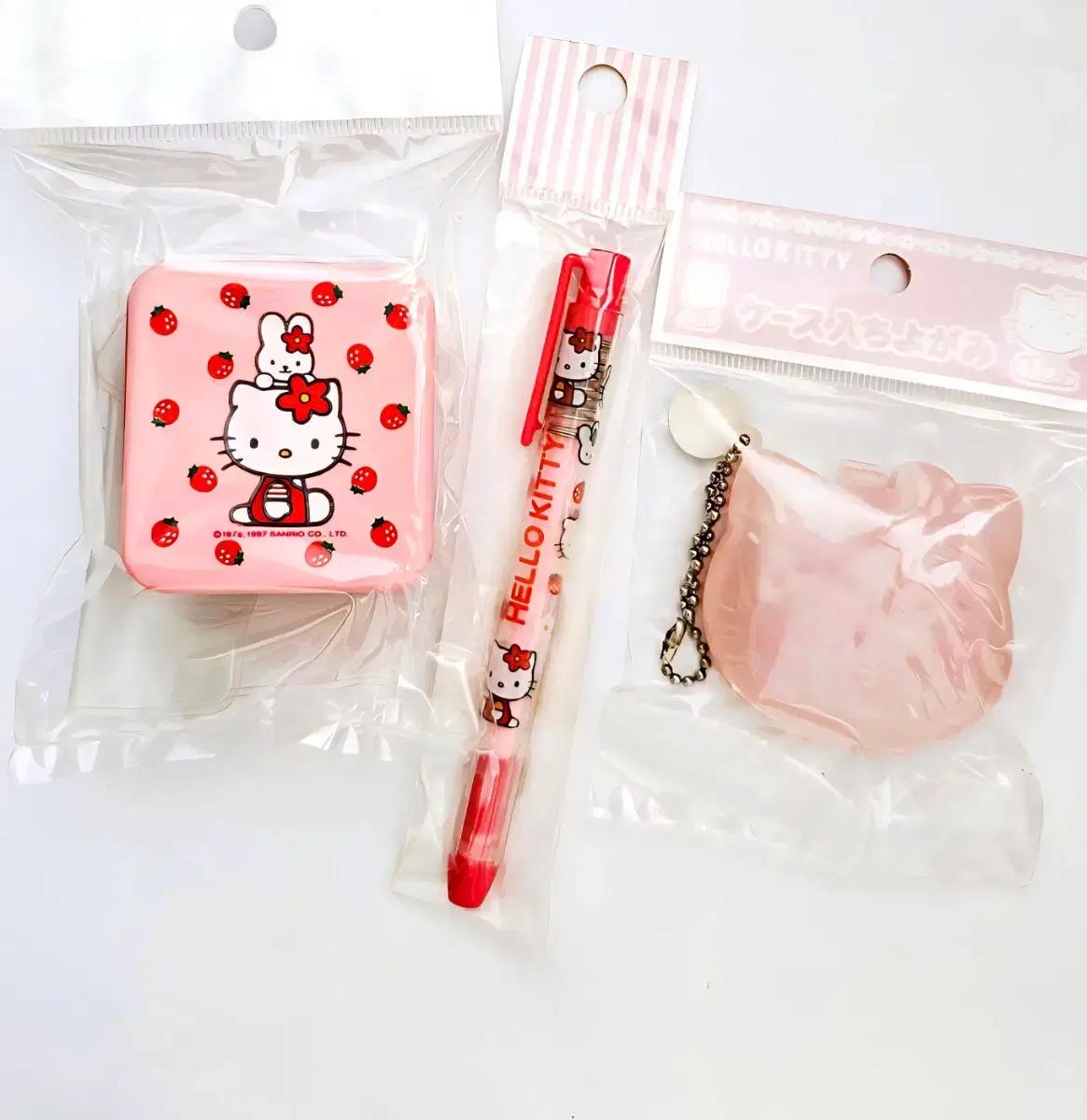 키티캐시3종세트, 키티 테이프커터, 키티 수납스트랩, 키티 지우개