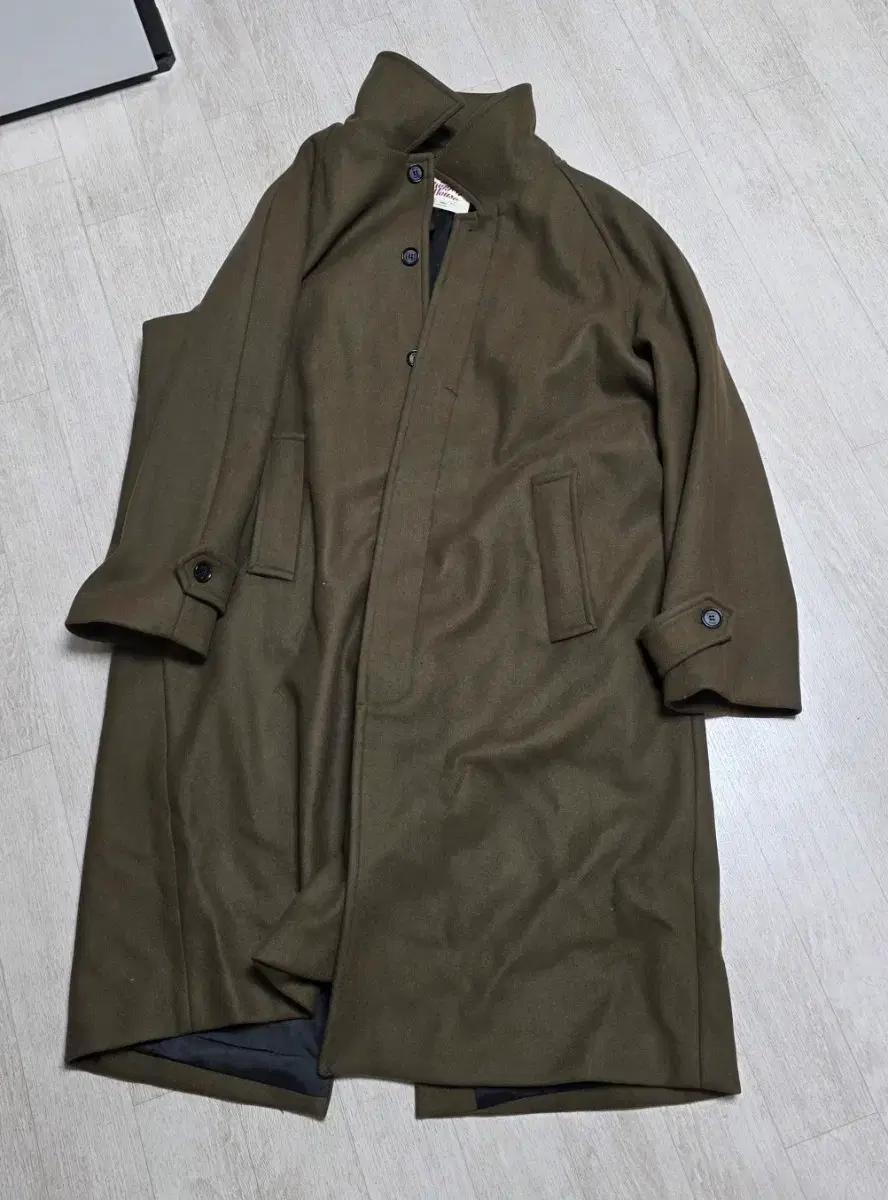 러기드하우스 발마칸 오버핏 싱글 울 코트 카키