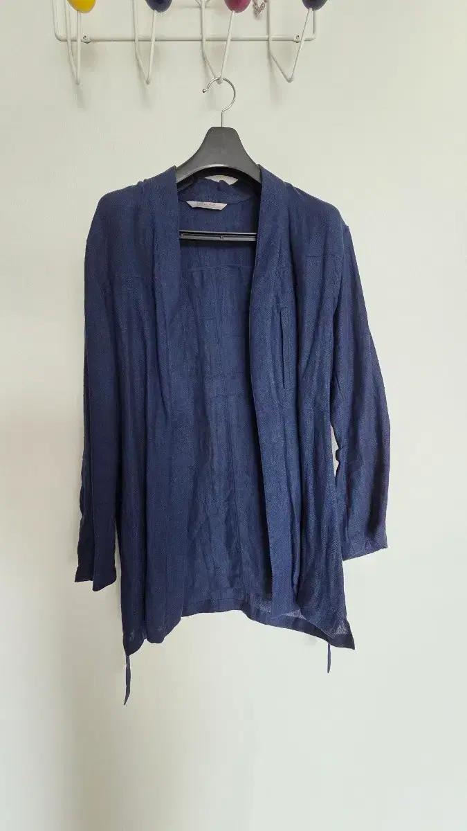 자라 MAN 네이비 린넨 롱 가디건 L