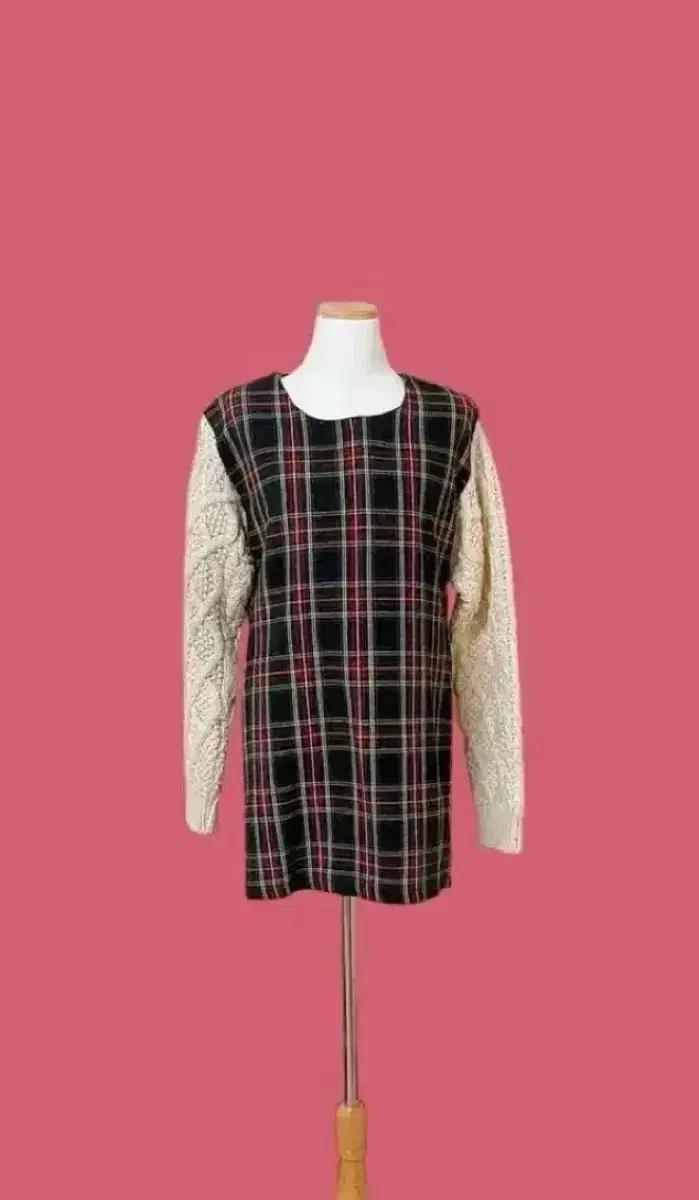 크리스마스 니트체크원피스