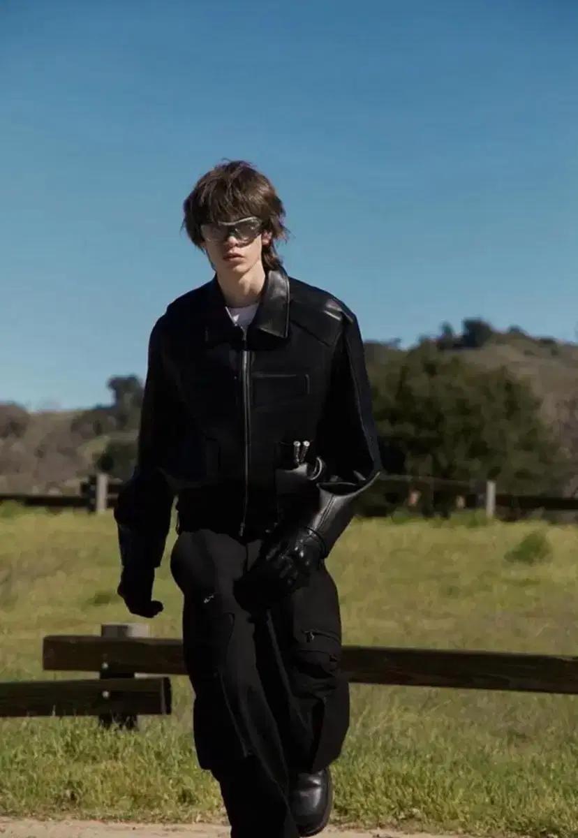 STU 에스티유 엠보 레이싱 레더 가죽 자켓 - L