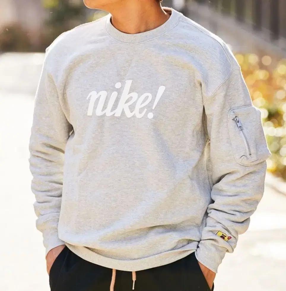 나이키 nike! 맨투맨 그레이 팔포켓