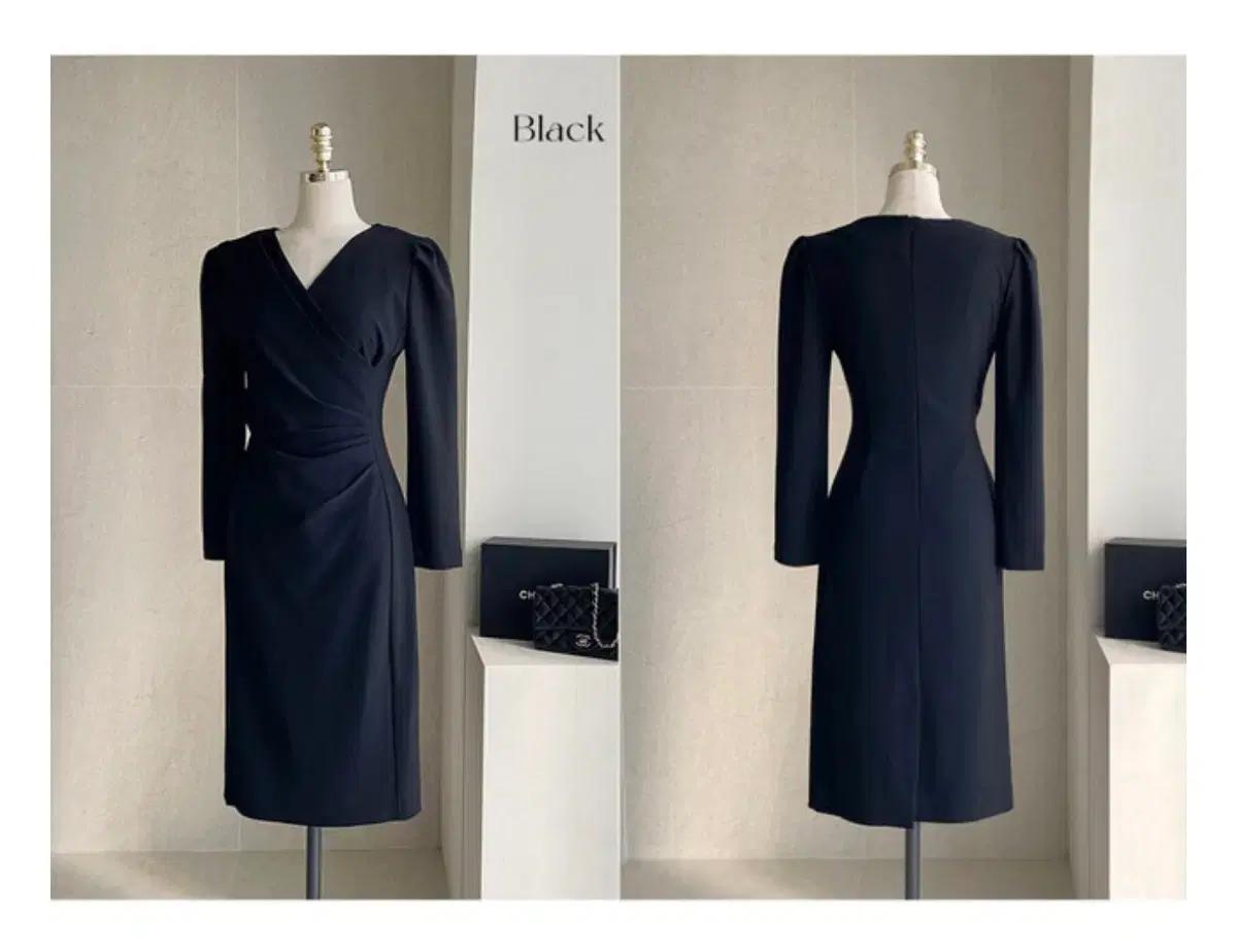 나는마리 시아드 핀턱 셔링 H라인 원피스 블랙M