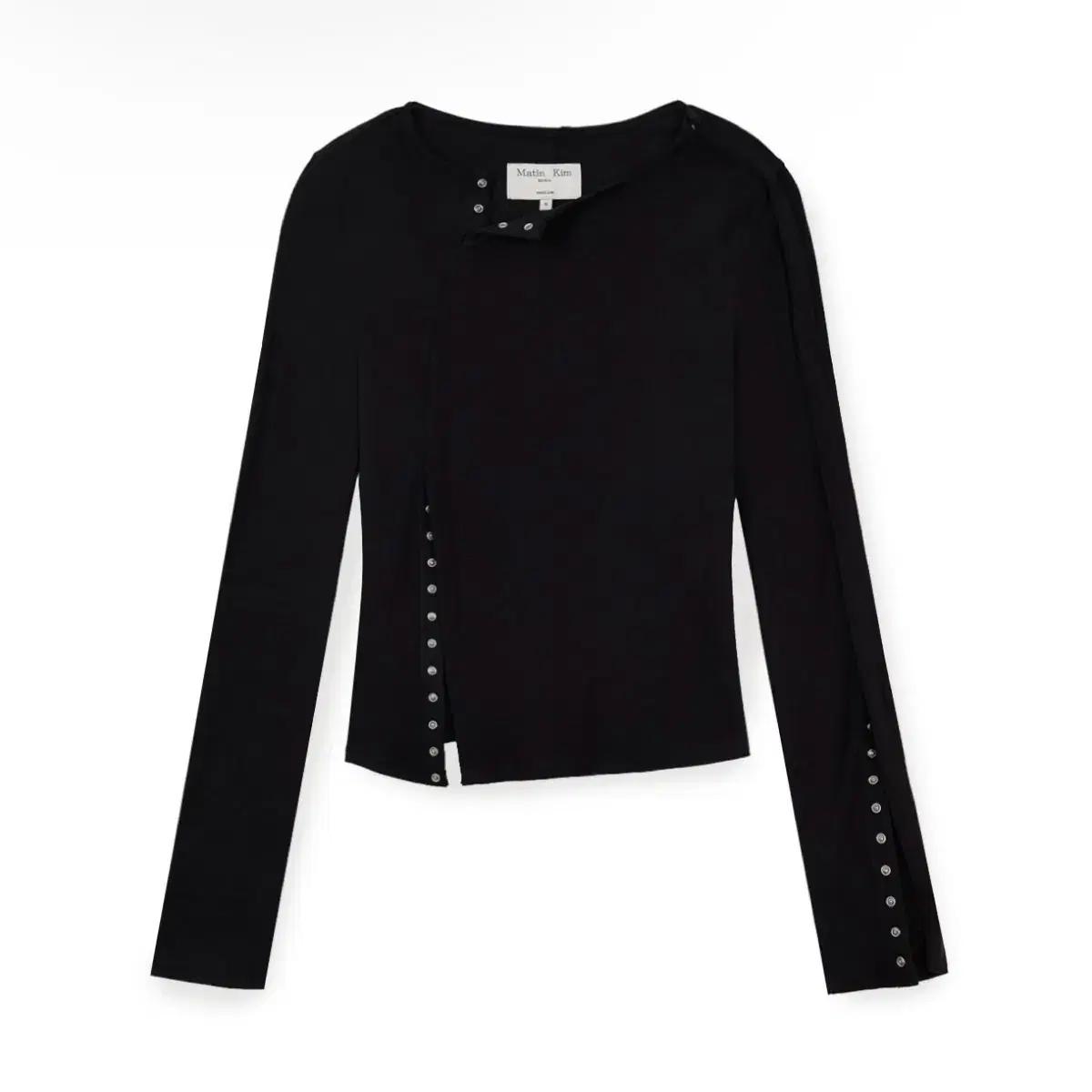 마뗑킴 스냅 디테일 슬림 탑 블랙